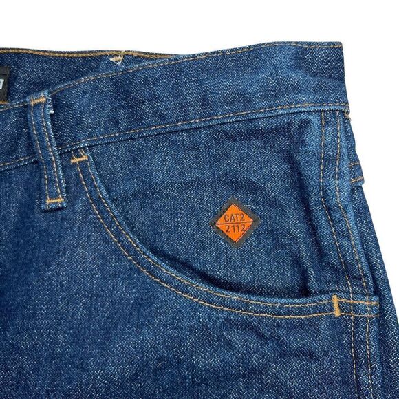 Wrangler Jeans Men's Size 38 Blue Flame Resistant Slim Fit Straight Leg Denim - Picture 5 of 12